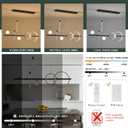 46" Modern LED Chandelier Black Linear LED Pendant Light Dimmable with Remote Control Kitchen Island Light for Dining Room Bar 3000K-6000K