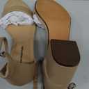 Women's Two Strap Ankle Strap Block Heel Sandal (7.5, Beige Faux Leather)