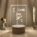 Trasparent Dry Erase Board with Light Up Stand for Desk | Clear Desktop Note Memo Whiteboard Notepad Table | Glow LED Letter Massage Boards for Creative Use | Includes Dry Erase Marker