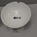 AOMRYOM 6.5 Inch Extra Wide Tilted Elevated Ceramic Cat Bowls, Raised Food and Water Bowl Set for Elder Big Cats & Small Dogs, Avoid Whisker Fatigue, Lead & Cadmium Free, White, Set of 2