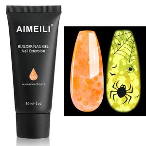 5 x AIMEILI Poly Nail Extension Gel Glow in the Dark Builder Nail Gel Hema Free Poly Nail Enhancement Nail Art Design DIY Salon Nail At Home Gift for Women Nail Gel - 021