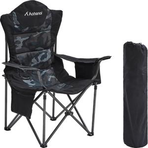 Aohanoi Heavy Duty Camping Chairs for Adults with Cup Holder & Cooler Bag, 500lbs
