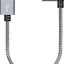 TecMad 0.65ft Short iPhone Charger Cord [C89 MFi Certified] 90 Degree Ligthning Cable, Nylon Braided for iPhone 14/14 Pro, AirPods Pro, iPhone 13/13 Pro/12, iPad Pro and More (Grey)