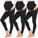 GROTEEN 3 Pack Women's Maternity Leggings with Pockets Over The Belly Pregnancy Activewear Workout Yoga Pants, Size XL
