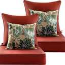 24x24 Outdoor Cushions,Outdoor Deep Seat Cushion Set,Olefin Fabric Patio Furniture Cushions,Deep Seat Bottom and Back Cushion for Chair,Sofa, and Couch,Ruby Red (Set of 2 Seats,2 Backs,2 Pillows) (24''x24''with Pillows)