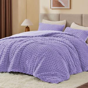 BEDELITE Fluffy Twin Comforter Set - Light Purple Fleece Soft Comforter for Twin Size Bed, Luxury Warm Bedding Set for Winter, Fuzzy Bed Set 2 Pieces (1 Comforter, 1 Pillowcase) (Twin(68"x88"))