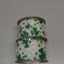 LaRibbons St Patricks Day Ribbon 2.5 Inch x 10 Yards, Green and White Shamrock Ribbon Wired for Crafts Wreath Bow Gift Wrapping DIY Decoration