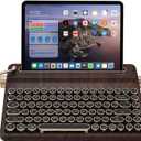 YUNZII QL75 Wireless Typewriter Hot Swap Retro Mechanical Keyboard, Punk Round Keycaps, RGB Backlit QMK/VIA Programmable, Multi-Device Keyboard with 2.4GHz/Type-C/BT5.0 (Wood, Cocoa Cream V2 Switch)