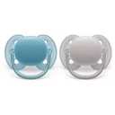 Avent Ultra Soft Pacifier 6-18 Months Beige- Blue - 2pk