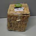 PINXIURY Tissue Box Cover Square Handwoven Rattan Tissue Box Holder, Natural Handmade, Boho Decorative Handcrafted Square Facial Tissue Holder with Lid, Rustic Decorative on Table and Bathroom, Office (Single)