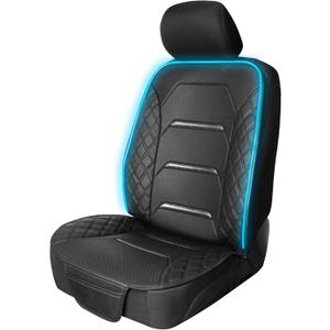 Motor Trend RGB LED Car Seat Protector with Remote — Color-Changing Front Seat Cover, 4 Modes (Music Sync, Pulse, Fade, Static), Universal Fit, Faux Leather Trim, Waterproof & Easy Install