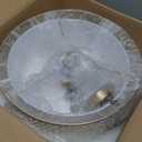 17" Semi Flush Mount Ceiling Light Fixture, 3-Light Gold Light Fixture, Close to Ceiling Light Fixture with White Fabric Lampshade and Gloden Iron Mesh Cage for Dining Room Living Room Bedroom