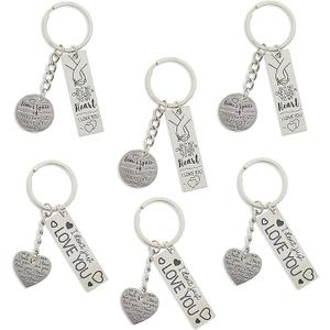 Couples Keychains for Him and Her, I Love You in 2 Designs (6 Pack)