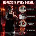 Quntis 35Inch Scary Halloween Animatronic Outdoor Decoration, Sound & Touch Activated Creepy Haunted Girl with Moving Head and Hand, Glowing Red Eye, Spooky Sounds, Weighted Base, No Assembly Required
