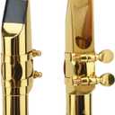Alto Sax Saxophone Mouthpiece w/Cap & Ligatures, Brass Metal Eb Alto Sax Mouthpieces for Saxophone Professionals and Beginners (Gold - 5C)