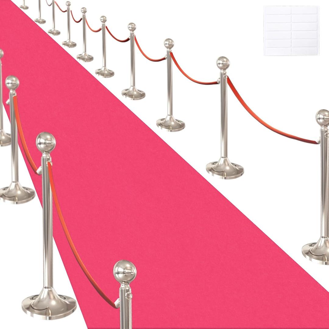 Pink Carpet Runner for Party,140GSM 2.6FTx15FT Carpet Party Decorations,Pink Runway Rug for Prom Felt Non-Woven Fabric,Runner for Wedding Ceremony