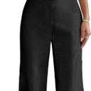 OYOANGLE Women's 2 Piece Outfits Summer Casual Fringe Trim Tassel Tube Top and Wide Leg Pants Set (Medium, Black Pure)