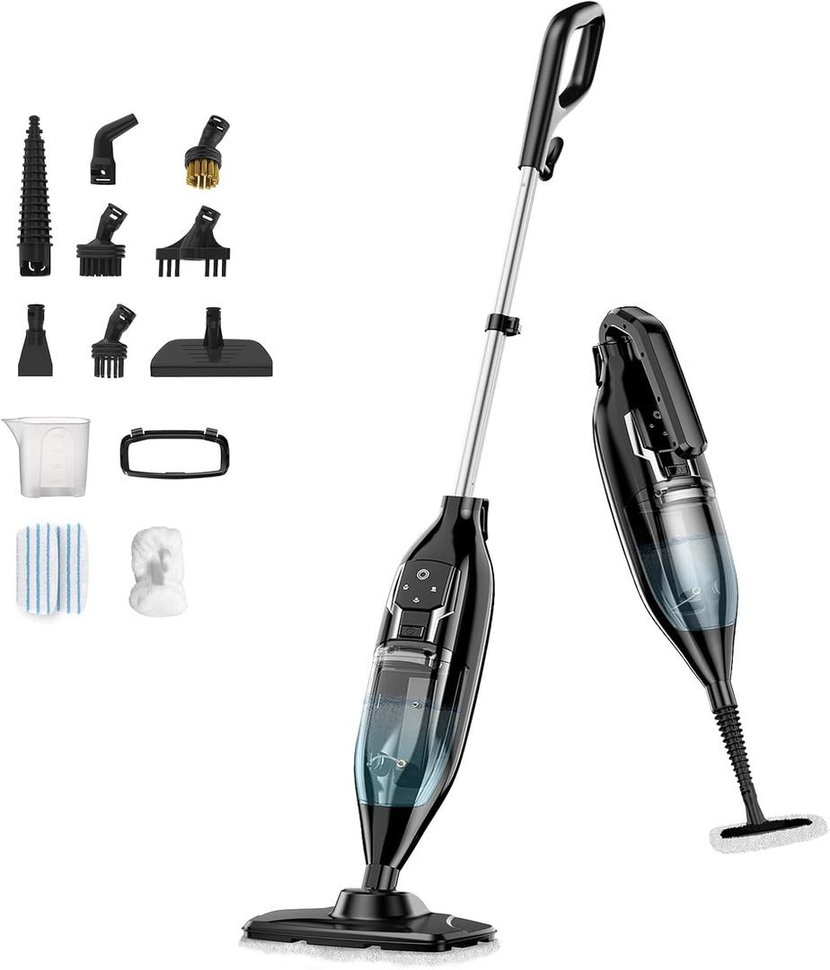 12 in 1 Steam Mop with Handheld Steam Cleaner Detachable Floor Steamer with 12 Accessories, Powerful Steamer for Floors, Hardwood, Tiles, Grout, Windows, MultiPurpose Steamer for Whole Home Use