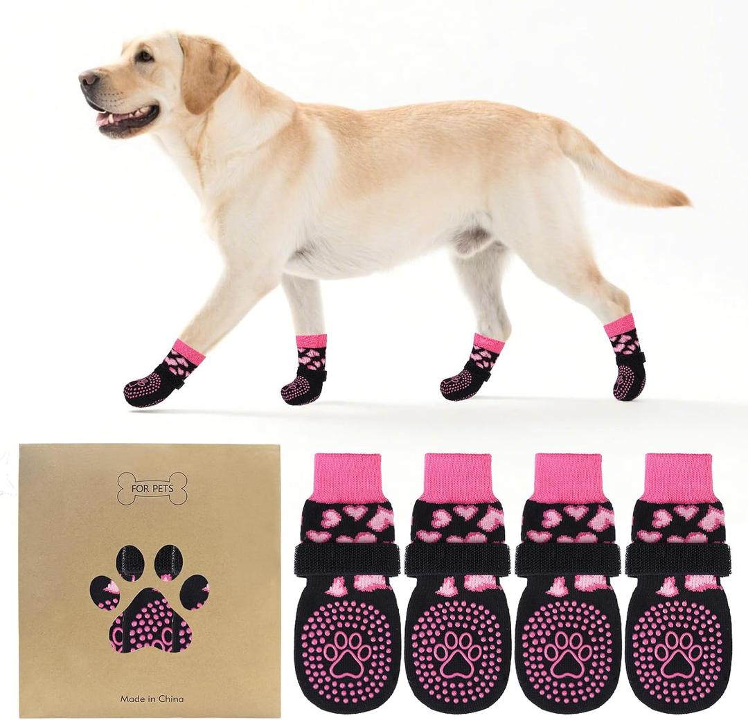 KOOLTAIL Anti Slip Dog Socks to Prevent Licking Paws,Dog Shoes for Hot Pavement & Hardwood Floors,Durable Soft Double Sided Grippy Socks for Small Medium Large Dogs, Traction Control for Senior Dogs