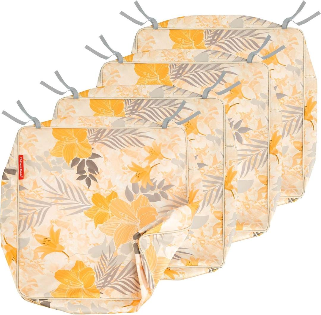 Porch Shield Patio Chair Seat Cushion Covers Set 4, Outdoor Waterproof Fade Resistant Cushion Slipcovers, Replacement Covers Only, 23 x 23 x 4 Inch