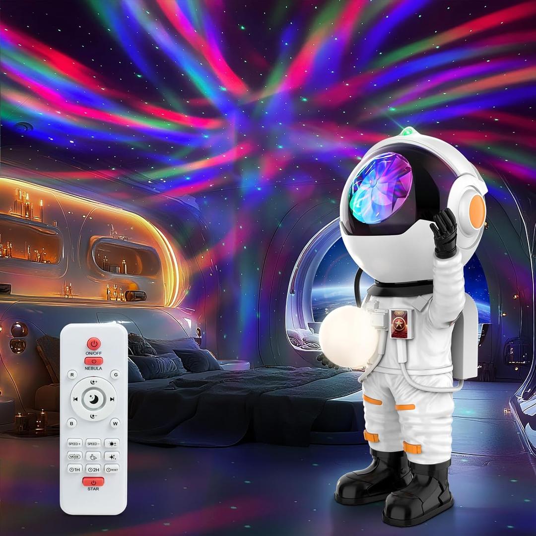 Rossetta Astronaut Galaxy Projector, Star Projector for Bedroom, LED Night Light for Kids Room with Timer and Remote, Room Decor Aesthetic, Home Decor, Gifts for Adults, Teens, Christmas, Birthday (Pearl White)