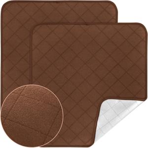 Waterproof Chair Pads for Incontinence Washable, 22" x 21" Under Pads for Adults Washable, 2 Pack Incontinence Chair Pads, Wheelchair Reusable Seat Pads Cover for Men, Women, Adults, Brown
