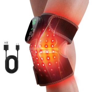Cordless Red Light Therapy Knee Heating Pad with Heat - 660nm&850nm Knee Brace with 5 Heating Levels, 5000mAH Rechargeable Battery for Knee Shoulder Elbow, Gifts for Men Women, Black 1PC