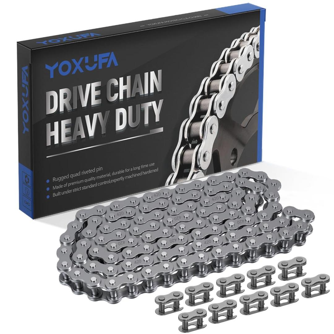 YOXUFA 420 Chain 102 Links for CRF50 XR50 PW80 SSR Tao Tao Coolster 110cc 125cc Pit Dirt Bike 4 Wheeler ATV Quad Kazuma Baja Ice Bear Lifan Kayo NST SDG 50cc 70cc 90cc Go Kart Motorcycle Parts