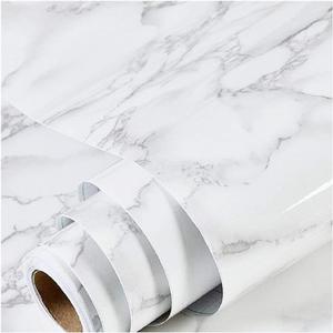 Marble Peel and Stick Wallpaper Granite Wall Paper for Old Furniture Self Adhesive and Removable 17.7 inch x 78.7 inch Marble Contact Paper for Countertops Easy to Apply (Gray/White)