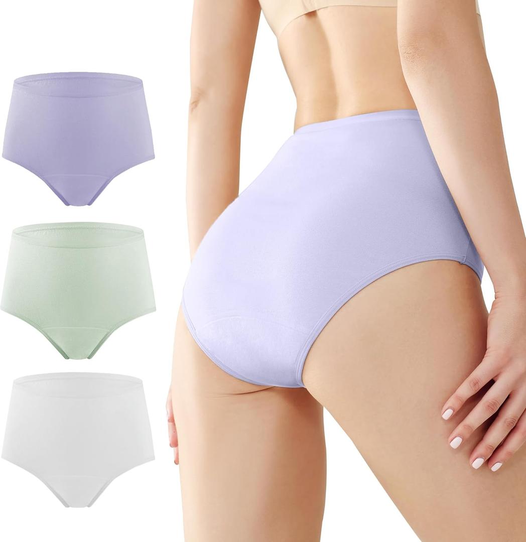 BATTEWA Oeko-TEX Certified Incontinence Underwear for Women Cotton Leak Proof Panties Bladder Leakage Protective Briefs Absorbent 50ML (Purple, X-Large, 3-Pack)