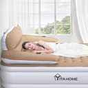 YITAHOME Queen Size Air Mattress with Headboard and Built-in Pump, 18in Blow Up Mattress with Carry Bag, Repair Kit, and Nozzles for Home, Camping, and Travel, Brown