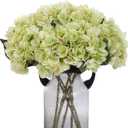 Kimura's Cabin 6pcs Green Silk Hydrangea Artificial Flowers Fake Hydrangeas with Stems Faux Hydrangea Bouquets for Wedding Arrangements Home Party Table Decoration (Lime Green)