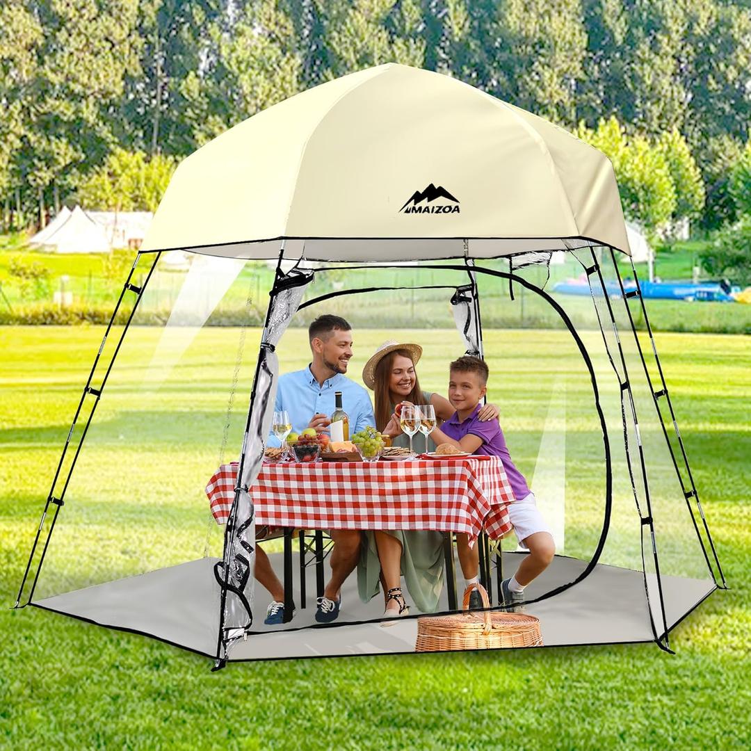 Sports Tent, 4/6/8 Person Fully Transparent View, 6.6''*6.6''/9.1''*9.1'',Waterproof/Windproof/coldproof, Removable Waterproof Canopy, Suitable for Camping, Fishing, Party, Outdoor Activities