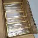 Floroom 12 Pack 5x7 Inch Clear Acrylic Sign Holders, Double-Sided Gold Display Stand Picture Frames for Table Numbers, Menus, Flyers, Weddings, and Offices
