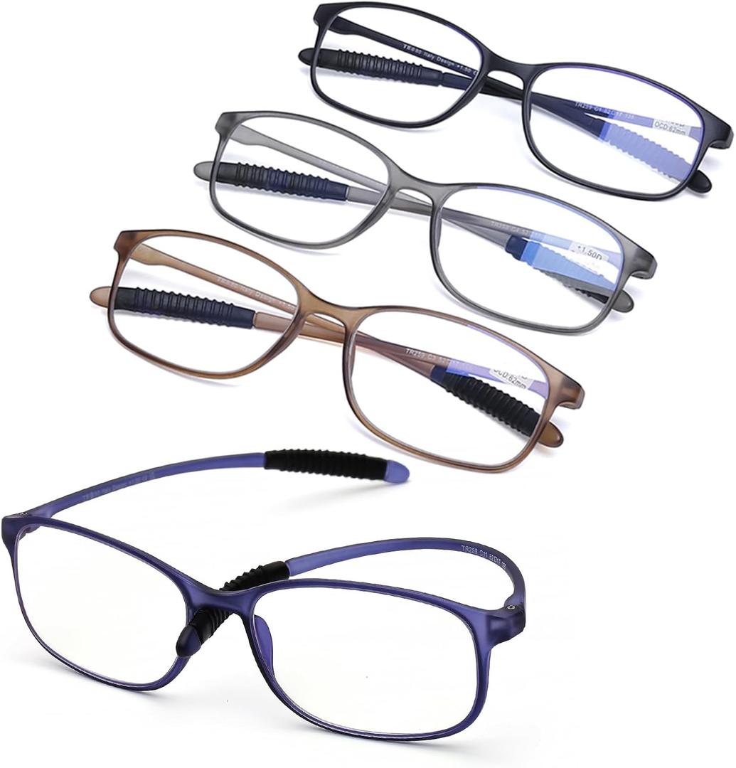 AQWANO Blue Light Blocking Reading Glasses Women Men, Lightweight Flexible TR90 Computer Readers Unbreakable Cheaters Glasses