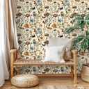 Froluya Mushroom Wallpaper Peel and Stick Vintage Floral Contact Paper 16.9" x 393.7" Boho Self Adhesive Removable Wallpaper Mushroom Forest Decorative Contact Paper for Bathroom Cabinets Vinyl