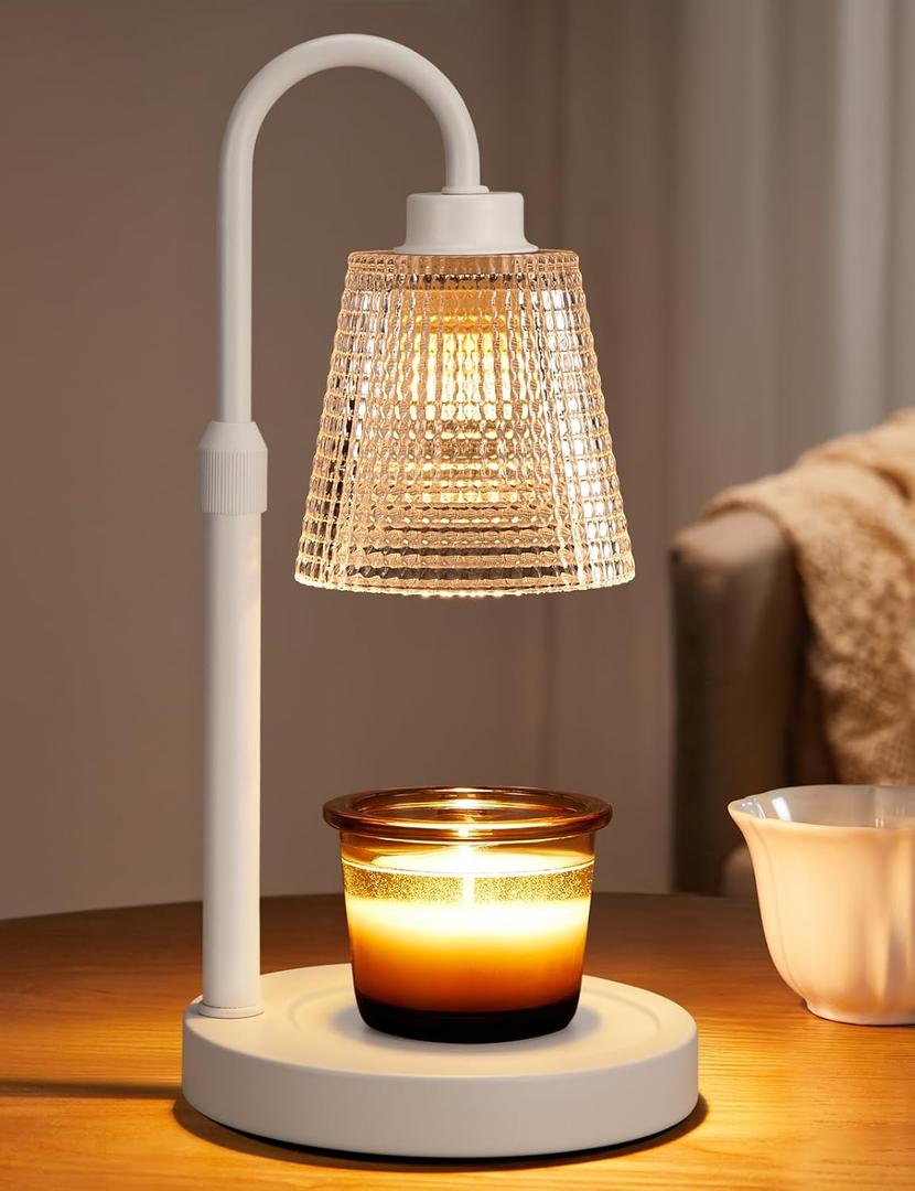 Innqoo White Candle Warmer Lamp with Timer, Dimmable Candle Warmer for Jar Candles, Height Adjustable Wax Melts Warmer, Birthday Gifts for Women Mom, House Warming Gifts New Home Decor (Regular(4.7 in))