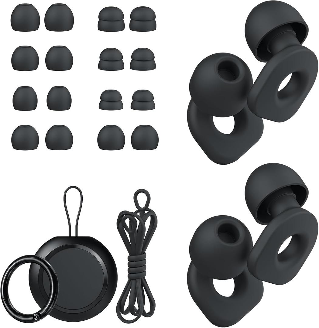 2 Pairs of Ear Plugs for Sleeping,Reusable Hearing Protection Earplugs with 8 Pairs Ear Tips & One Connector Cord,Soft Ear Plugs for Noise Reduction,Concert,Musician & Work - 25dB-30dB
