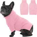 IECOii Dog Sweaters for Medium Dogs Girl Boy,Holiday Knit Doggy Sweatshirt with Sleeve,Turtleneck Thick Warm Dog Sweaters for Winter,Pullover Knitwear for French Bulldog,Boston Terrier (Pink, L)