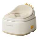 Bebamour Toddler Potty Training Toilet 3 in 1 Versatile Toilet Seat & Step Stool & Potty Chair Portable Potty Trainer for Boys & Girls with with 100 Pack (Dinosaur Coffee)