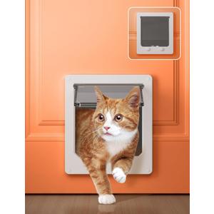 LIBBEPET Cat Door Interior Door, Indoor Cat Doors, Large Pet Doors for Cats Up to 18 lbs(Frame Size 9.3" x 10.6"), Upgraded 4 Way Locking Kitty Door for Interior & Exterior Doors, Easy to Install