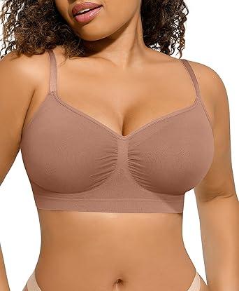 Women's Wireless Seamless Bras No Underwire Stretch Adjustable Bralettes Comfortable Soft Everyday Bra, Nude M