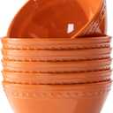 Melamine Plastic Beaded 6 inch Cereal Bowls, Fall, 6pcs 24oz Unbreakable Durable, Dishwasher Safe, BPA Free, All purpose Soup, Salad Bowls, Everyday Meals