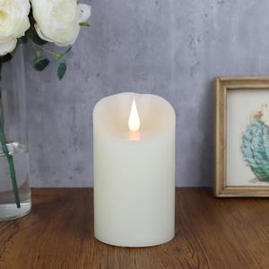 Flameless Candles Flickering 3D Moving Flame, Last 1000+ Hours Battery Operated Candles with Timer, Ivory Real Wax Electric LED Pillar Candles for Home Wedding Decoration | 3" x 5"
