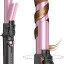 Wavytalk Rotating Curling Iron, Curl Cycle, 1 Inch Automatic Curling Wand for Long Hair, Get Effortless Curls with Self Spinning Barrel up to 430F with Home Button, Dual Voltage, Rose Gold