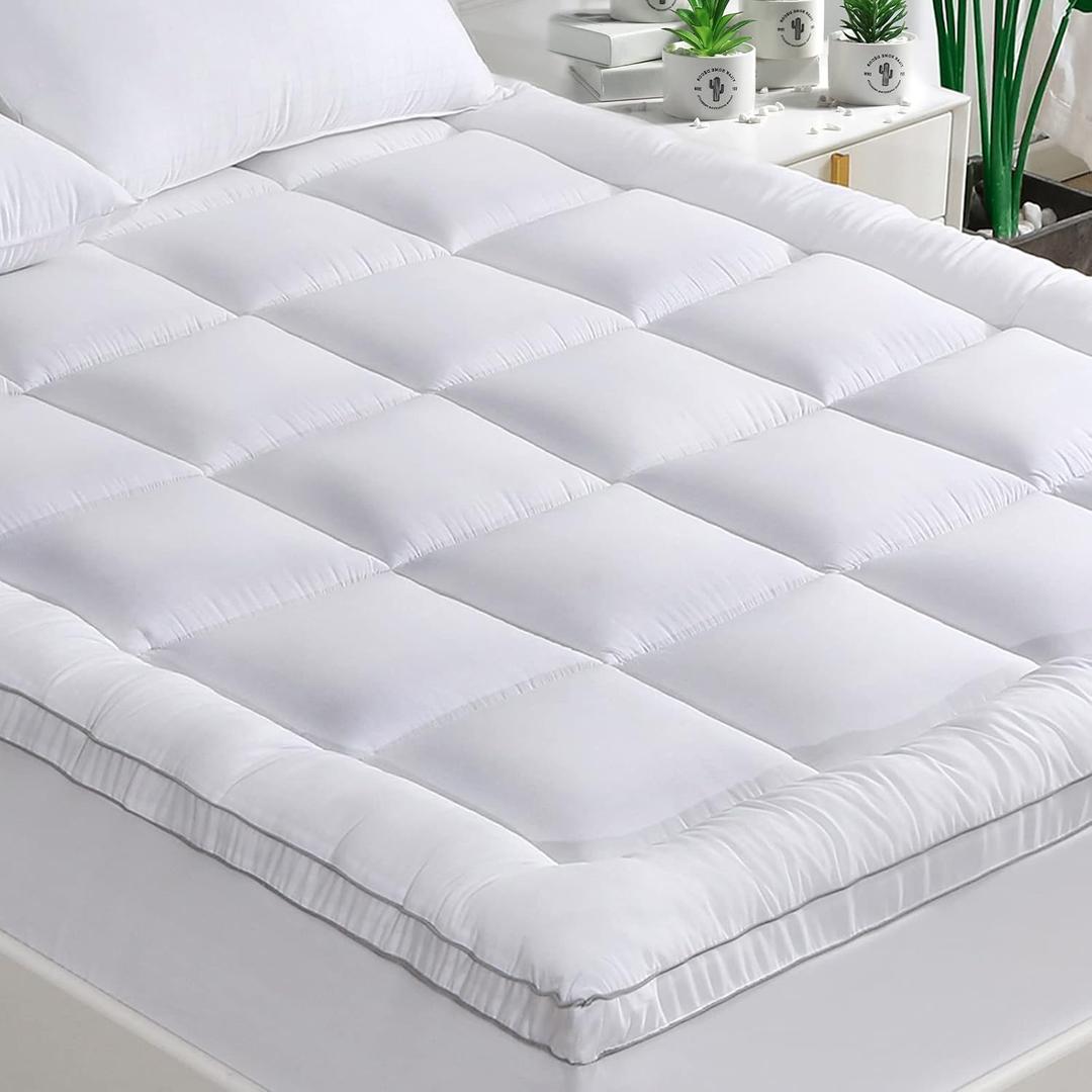 GRT Pillowtop Mattress Topper Full Size, Rayon from Bamboo Mattress Cover Padded with 900gsm 3D Snow Down Alternative Filling, Extra Thick Mattress Pad Full for Back Pain