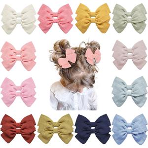 24 PCS Baby Girls Hair Bows Clips 4.5 inch Alligator Clips Tiny Barrettes Accessories for Fine Hair Infants Toddler Kids