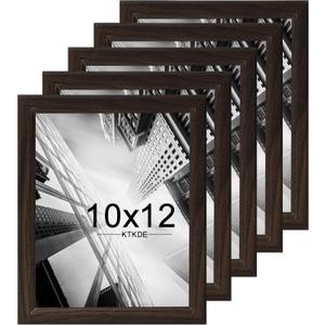 KTKDE 10x12 Picture Frame Set of 5,Wooden frames walnut, Vertical & Horizontal Wall Hanging for Wall or Tapletop Display,Studio Gallery Photo Frame for Photos, Posters & Art Prints, Walnut Woodgrain