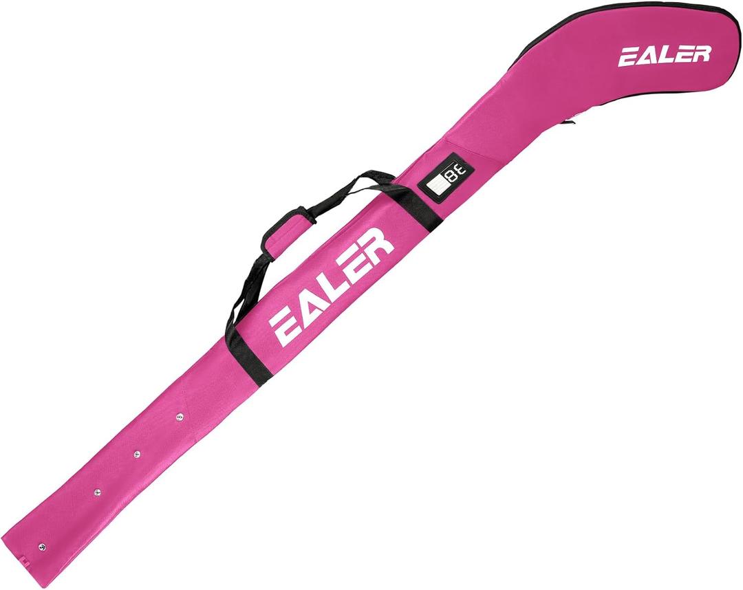 EALER Adult One Shoulder Hockey Stick Bag, Black, Lightweight, Waterproof, Adjustable Buckle Strap, Padded Shoulder Strap, Fits up to 3 Senior Sticks, for Men (Adult(70.5"), Rose Red)