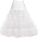 GRACE KARIN Women's 50s Vintage Petticoat Crinoline Tutu Underskirts Tea Length 30 inch Long (X-Large, Ivory)